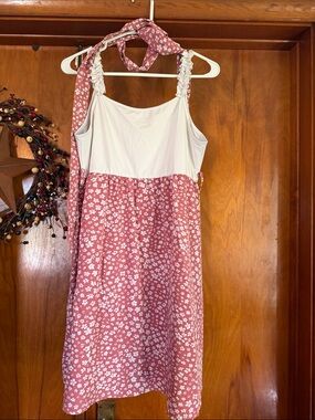 Pink Floral Sundress with White Bodice